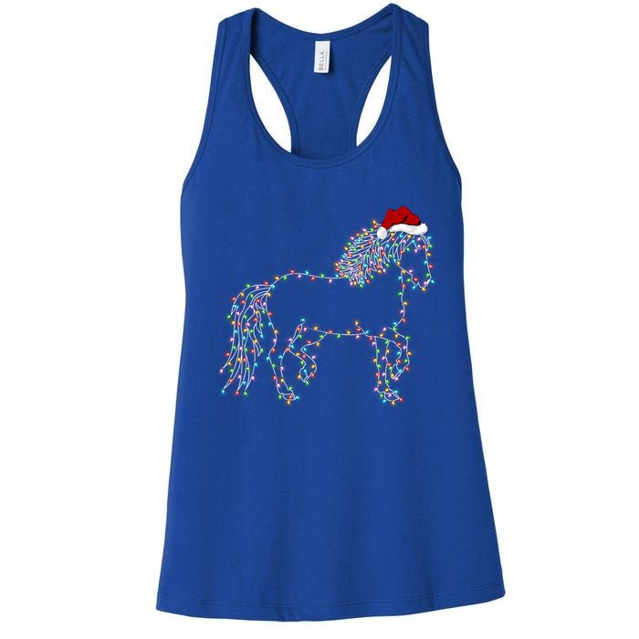 Funny Horse Xmas Lighting Santa Hat Horse Christmas Gift Women's Racerback Tank