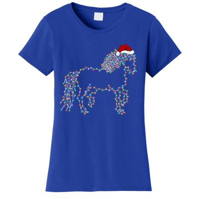 Funny Horse Xmas Lighting Santa Hat Horse Christmas Gift Women's T-Shirt