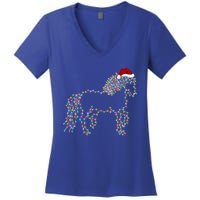 Funny Horse Xmas Lighting Santa Hat Horse Christmas Gift Women's V-Neck T-Shirt