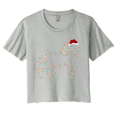 Funny Horse Xmas Lighting Santa Hat Horse Christmas Gift Women's Crop Top Tee