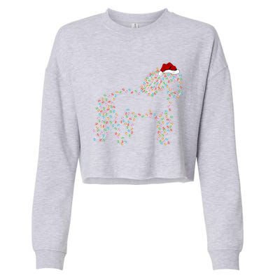 Funny Horse Xmas Lighting Santa Hat Horse Christmas Gift Cropped Pullover Crew