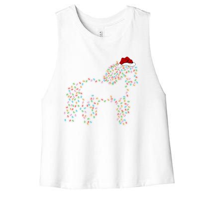 Funny Horse Xmas Lighting Santa Hat Horse Christmas Gift Women's Racerback Cropped Tank