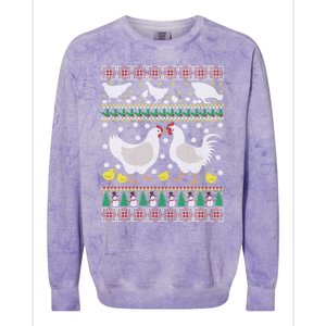 Funny Holiday Xmas Gift Chicken Ugly Christmas Farm Animal Colorblast Crewneck Sweatshirt