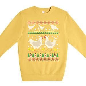 Funny Holiday Xmas Gift Chicken Ugly Christmas Farm Animal Premium Crewneck Sweatshirt