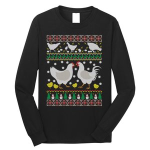 Funny Holiday Xmas Gift Chicken Ugly Christmas Farm Animal Long Sleeve Shirt