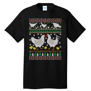 Funny Holiday Xmas Gift Chicken Ugly Christmas Farm Animal Tall T-Shirt