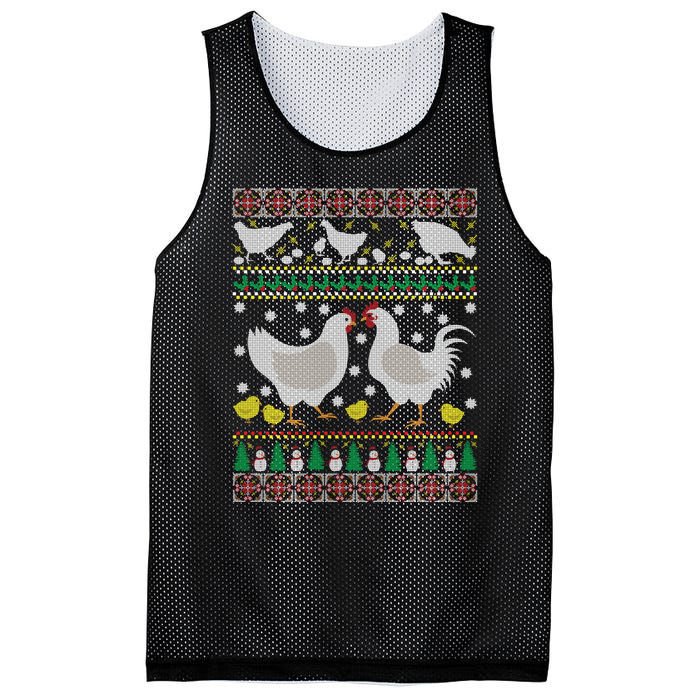 Funny Holiday Xmas Gift Chicken Ugly Christmas Farm Animal Mesh Reversible Basketball Jersey Tank