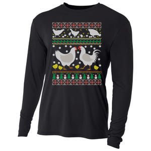 Funny Holiday Xmas Gift Chicken Ugly Christmas Farm Animal Cooling Performance Long Sleeve Crew