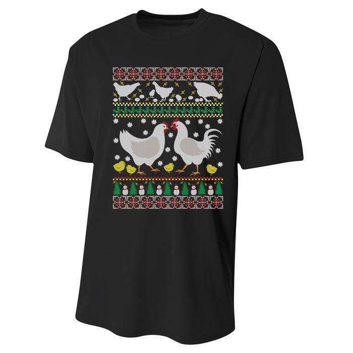 Funny Holiday Xmas Gift Chicken Ugly Christmas Farm Animal Performance Sprint T-Shirt