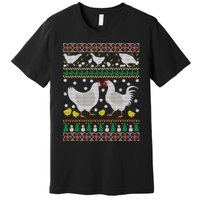 Funny Holiday Xmas Gift Chicken Ugly Christmas Farm Animal Premium T-Shirt