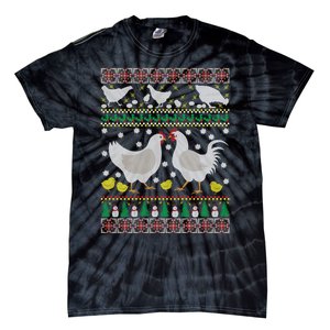 Funny Holiday Xmas Gift Chicken Ugly Christmas Farm Animal Tie-Dye T-Shirt