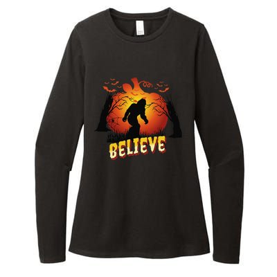 Funny Halloween Yowie Bigfoot Yeti Lover Sasquatch Believer Womens CVC Long Sleeve Shirt