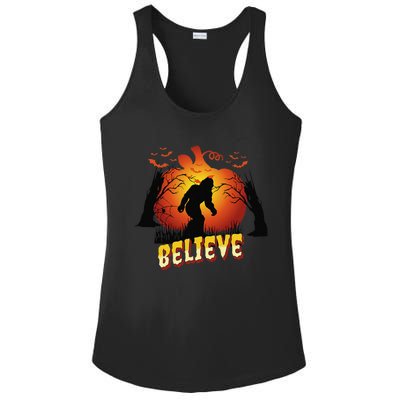 Funny Halloween Yowie Bigfoot Yeti Lover Sasquatch Believer Ladies PosiCharge Competitor Racerback Tank