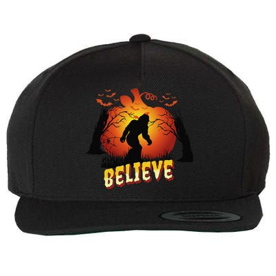 Funny Halloween Yowie Bigfoot Yeti Lover Sasquatch Believer Wool Snapback Cap