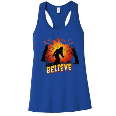 Funny Halloween Yowie Bigfoot Yeti Lover Sasquatch Believer Women's Racerback Tank