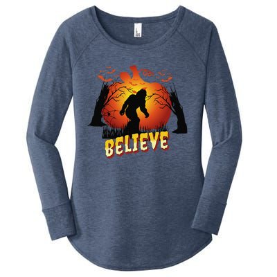 Funny Halloween Yowie Bigfoot Yeti Lover Sasquatch Believer Women's Perfect Tri Tunic Long Sleeve Shirt