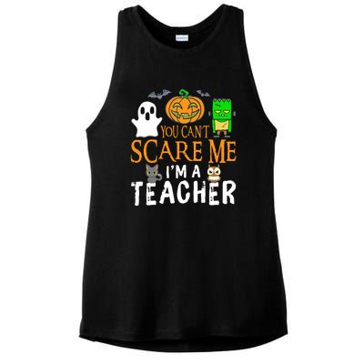 Funny Halloween You Can't Scare Me I'm A Teacher Ladies PosiCharge Tri-Blend Wicking Tank