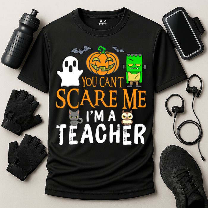 Funny Halloween You Can't Scare Me I'm A Teacher Cooling Performance Crew T-Shirt
