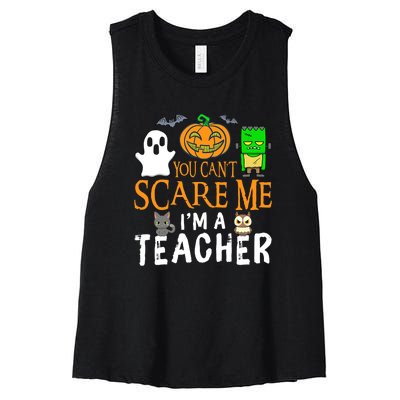 Funny Halloween You Can't Scare Me I'm A Teacher Women's Racerback Cropped Tank