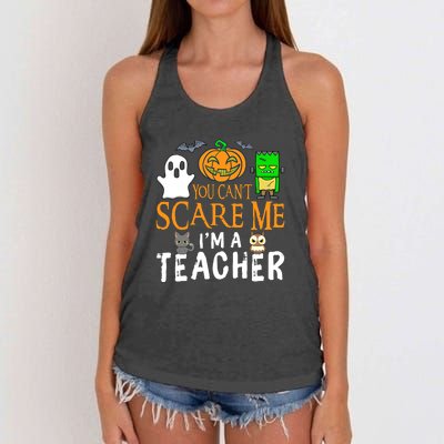 Funny Halloween You Can't Scare Me I'm A Teacher Women's Knotted Racerback Tank