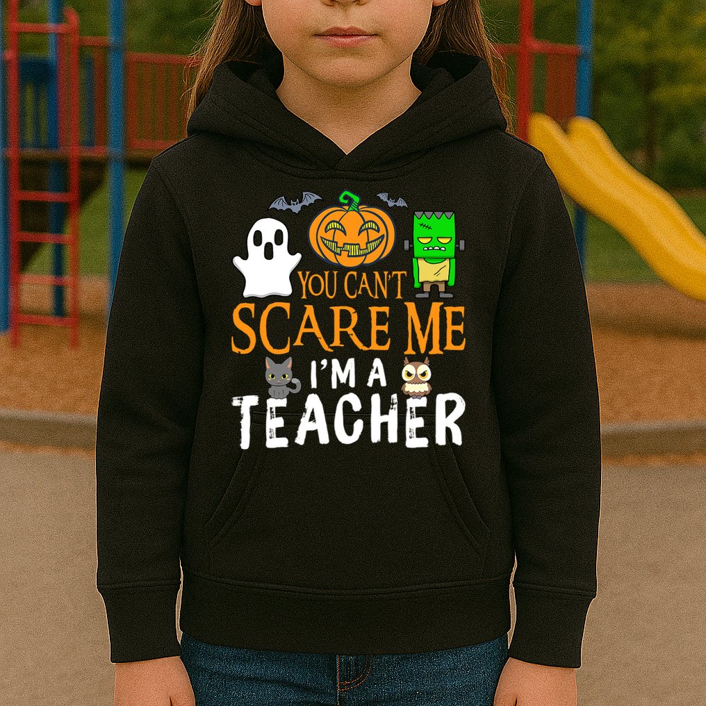 Funny Halloween You Can't Scare Me I'm A Teacher Kids Hoodie