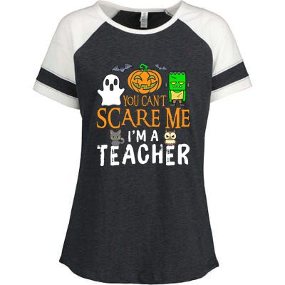 Funny Halloween You Can't Scare Me I'm A Teacher Enza Ladies Jersey Colorblock Tee