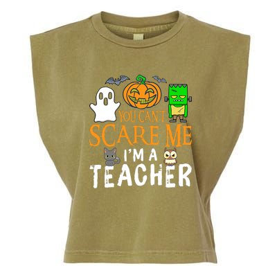 Funny Halloween You Can't Scare Me I'm A Teacher Garment-Dyed Women's Muscle Tee