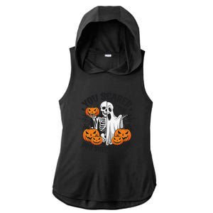 Funny Halloween You Scared Boo Sheet Off Me Ladies PosiCharge Tri-Blend Wicking Draft Hoodie Tank