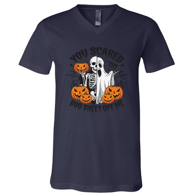 Funny Halloween You Scared Boo Sheet Off Me V-Neck T-Shirt