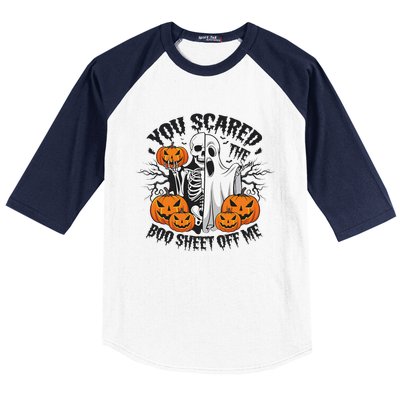 Funny Halloween You Scared Boo Sheet Off Me Baseball Sleeve Shirt