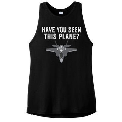 Funny Have You Seen This Plane? Funny Missing F35 Meme Ladies PosiCharge Tri-Blend Wicking Tank