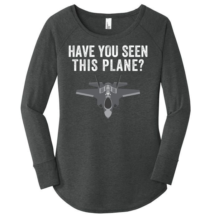 Funny Have You Seen This Plane? Funny Missing F35 Meme Women's Perfect Tri Tunic Long Sleeve Shirt