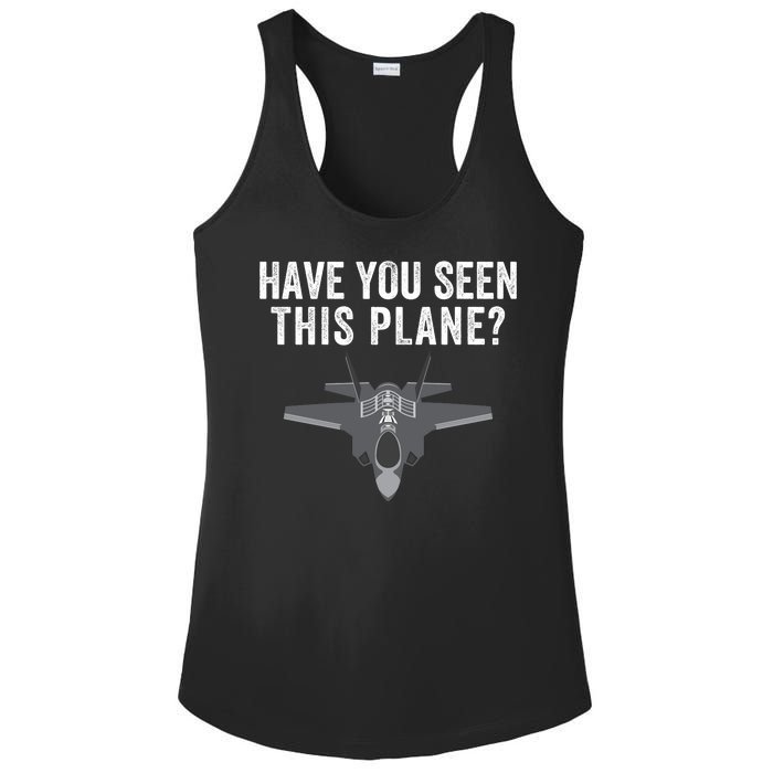 Funny Have You Seen This Plane? Funny Missing F35 Meme Ladies PosiCharge Competitor Racerback Tank