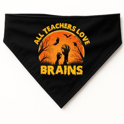 Funny Halloween Zombie All Teacher Love Brains USA-Made Doggie Bandana
