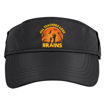 Funny Halloween Zombie All Teacher Love Brains Adult Drive Performance Visor