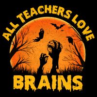 Funny Halloween Zombie All Teacher Love Brains Women's Crop Top Tee