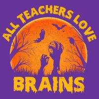Funny Halloween Zombie All Teacher Love Brains Button