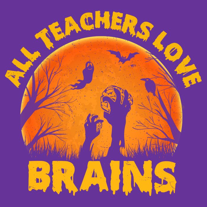 Funny Halloween Zombie All Teacher Love Brains Button