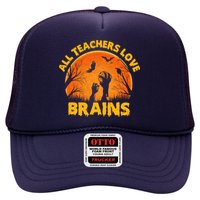 Funny Halloween Zombie All Teacher Love Brains Trucker Hat