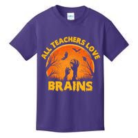 Funny Halloween Zombie All Teacher Love Brains Kids T-Shirt