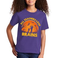 Funny Halloween Zombie All Teacher Love Brains Kids T-Shirt