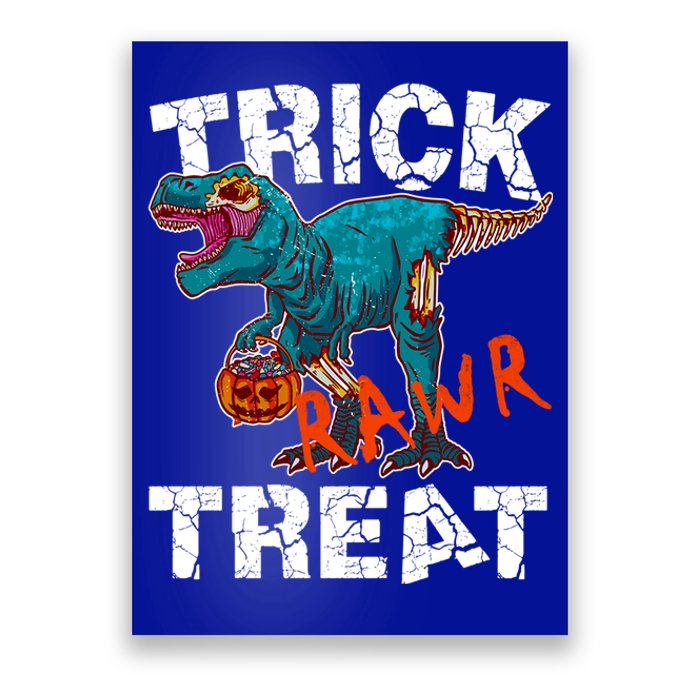 Funny Halloween Zombie Dinosaur Trick Rawr Treat TRex Gift Poster