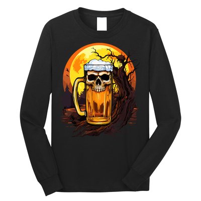 Funny Halloween Zombie Scary Beer Drinking Gift Long Sleeve Shirt