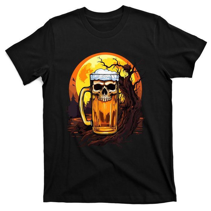 Funny Halloween Zombie Scary Beer Drinking Gift T-Shirt