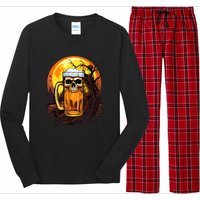 Funny Halloween Zombie Scary Beer Drinking Gift Long Sleeve Pajama Set