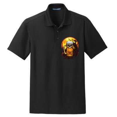 Funny Halloween Zombie Scary Beer Drinking Gift Dry Zone Grid Polo