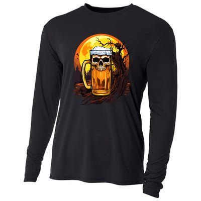 Funny Halloween Zombie Scary Beer Drinking Gift Cooling Performance Long Sleeve Crew