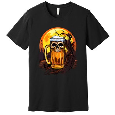 Funny Halloween Zombie Scary Beer Drinking Gift Premium T-Shirt