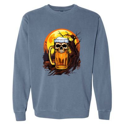 Funny Halloween Zombie Scary Beer Drinking Gift Garment-Dyed Sweatshirt