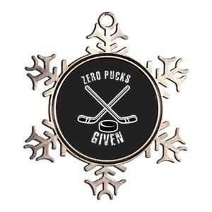 Funny Hockey Zero Pucks Given Ice Hockey Player Dad Metallic Star Ornament